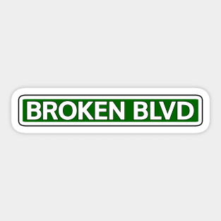 Broken Blvd Street Sign Sticker